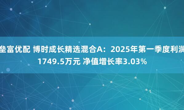 垒富优配 博时成长精选混合A：2025年第一季度利润1749.5万元 净值增长率3.03%